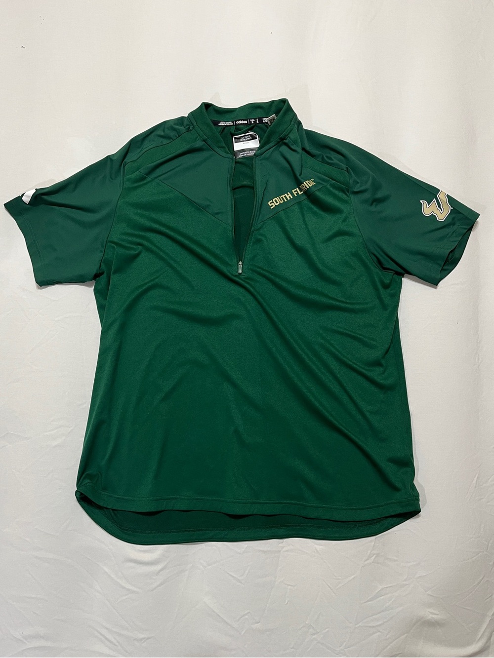 Adidas Athletic Quarter-Zip Pullover Green South Florida Bulls XL